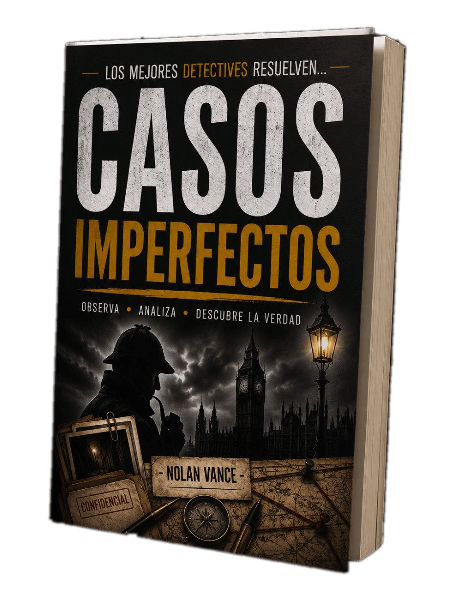 Mockup del libro Casos Imperfectos, de Nolan Vance